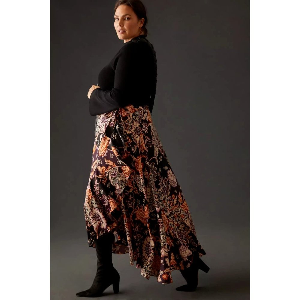 Anthropologie Maeve 1X NWT Ruffled Wrap Maxi Skirt Floral Ruffle Plus Size New - Picture 6 of 9